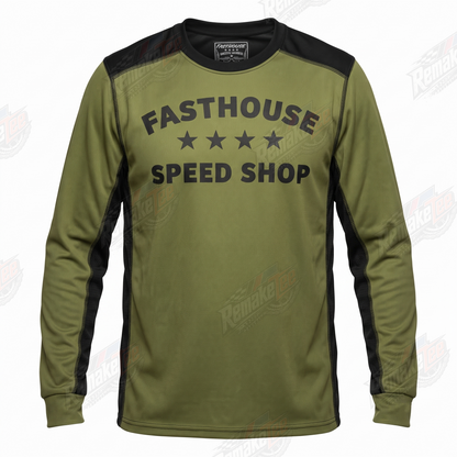 Fasthouse Speed Shop Olive vintage BMX racing jersey - product view
