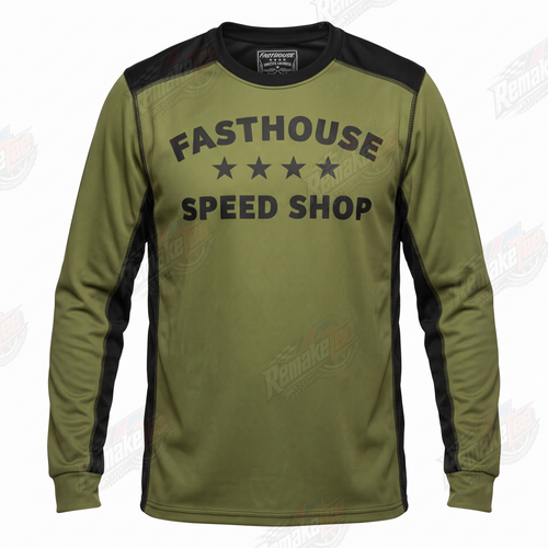 Fasthouse Speed Shop Olive vintage BMX racing jersey - product view