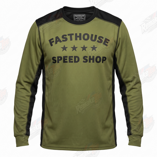 Fasthouse Speed Shop Olive vintage BMX racing jersey - product view