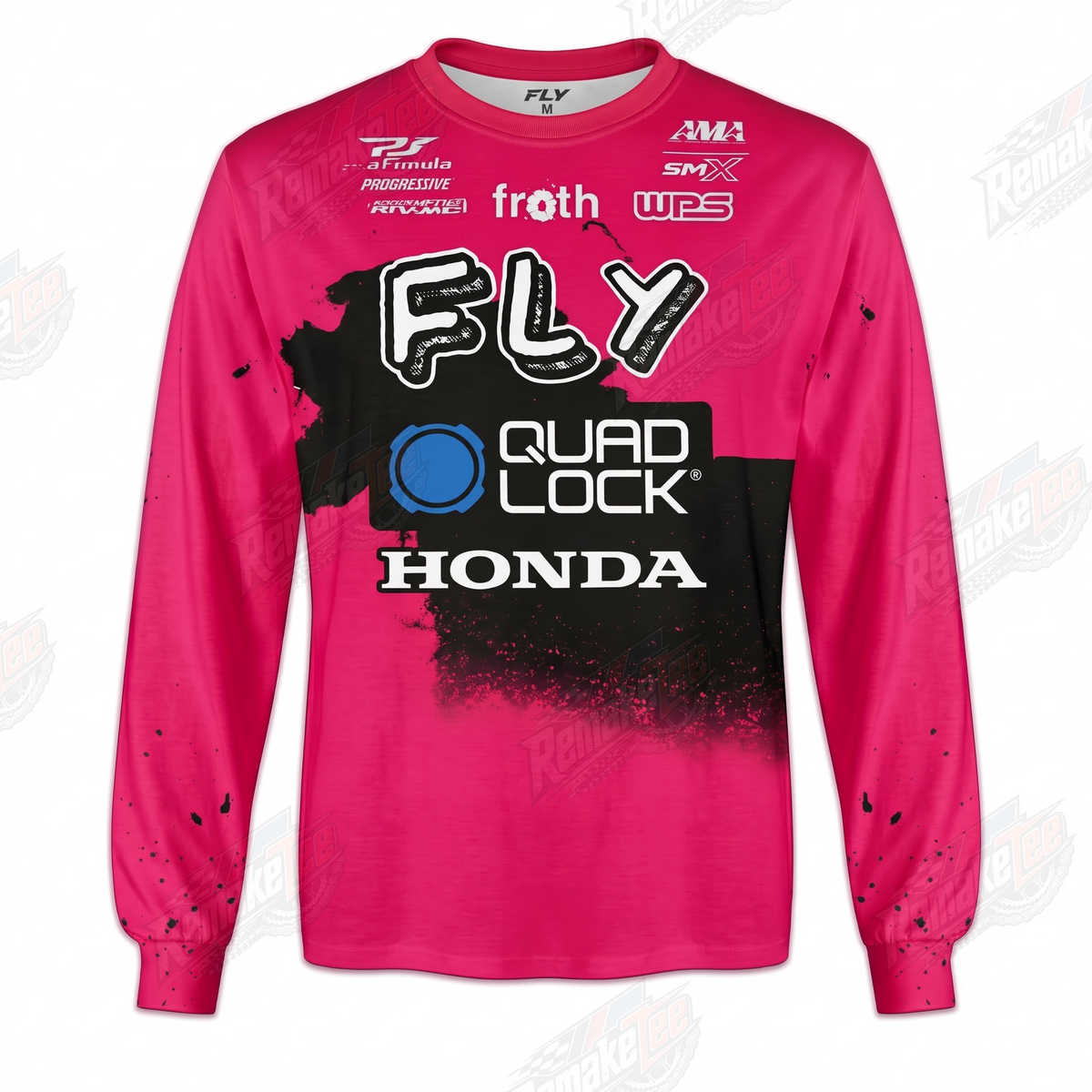 Fly Quad Lock Honda Pink vintage VMX racing jersey - front product view