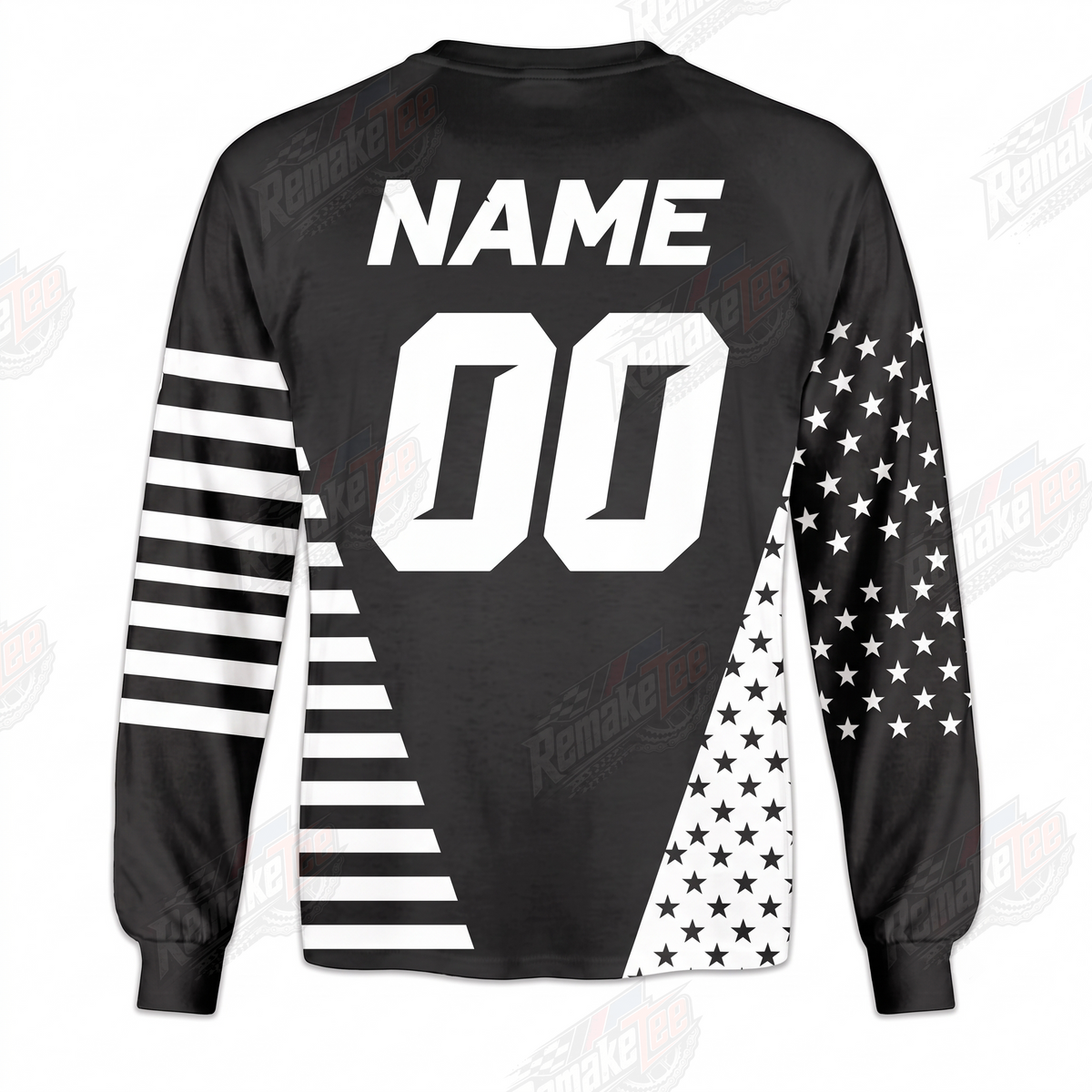 Fly Racing American Flag Black White vintage VMX racing jersey - back product view