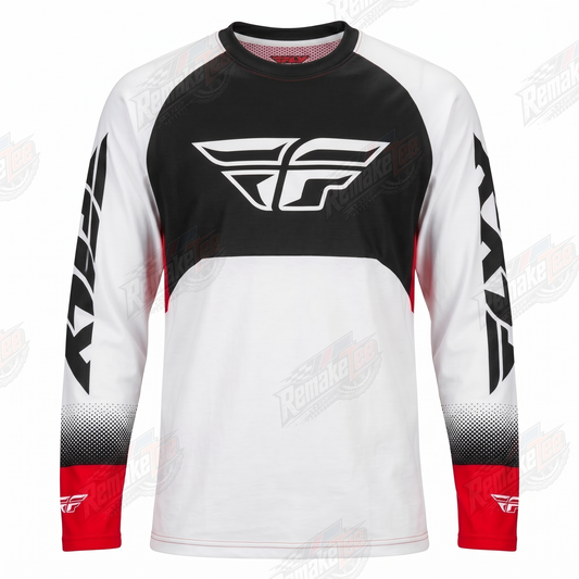 Fly Racing Black White Red vintage BMX racing jersey - product view