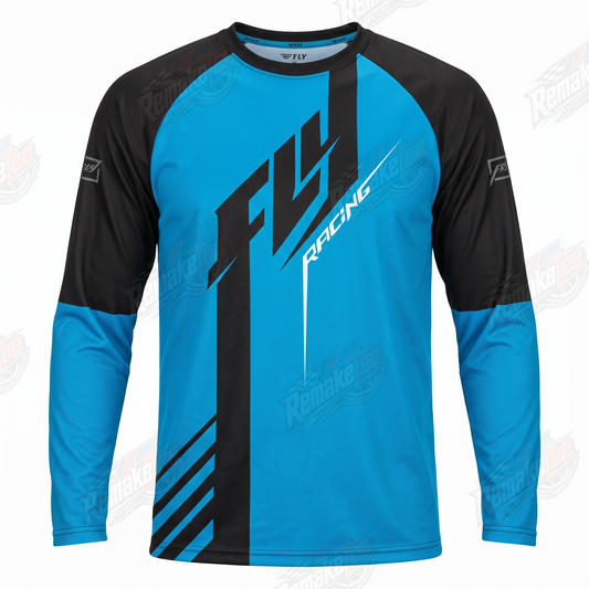 Fly Racing Blue Black vintage BMX racing jersey design #1043 - product view