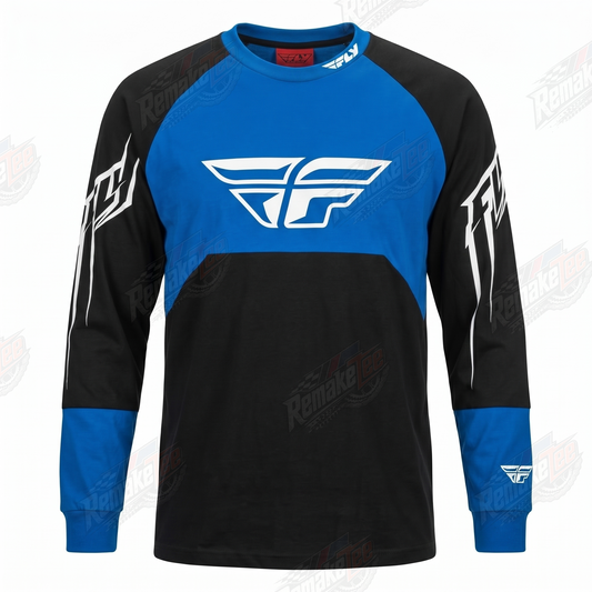 Fly Racing Blue Black vintage BMX racing jersey design #1066 - product view