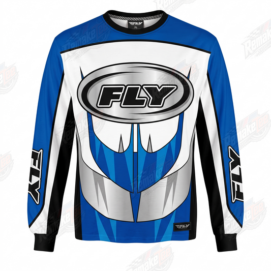 Fly Racing Blue White vintage VMX racing jersey - product view