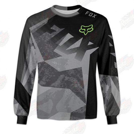 Fox Fly Racing Gray Black Neon vintage BMX racing jersey - product view