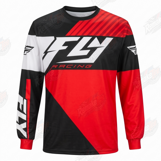 Fly Racing Red Black White vintage BMX racing jersey - product view