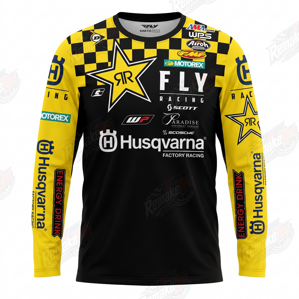 Fly Racing Rockstar Husqvarna Checkered vintage VMX racing jersey - product view