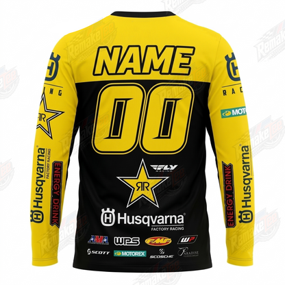 Fly Racing Rockstar Husqvarna Checkered vintage VMX racing jersey - alternate product view