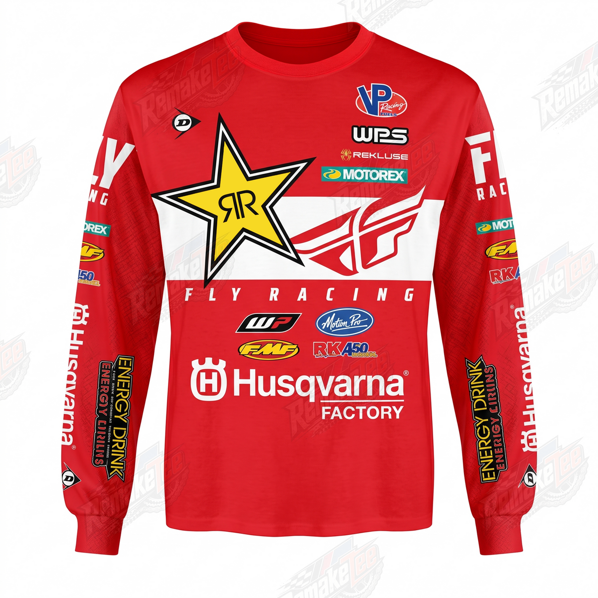 Fly Racing Rockstar Husqvarna Factory Red vintage VMX racing jersey - front product view
