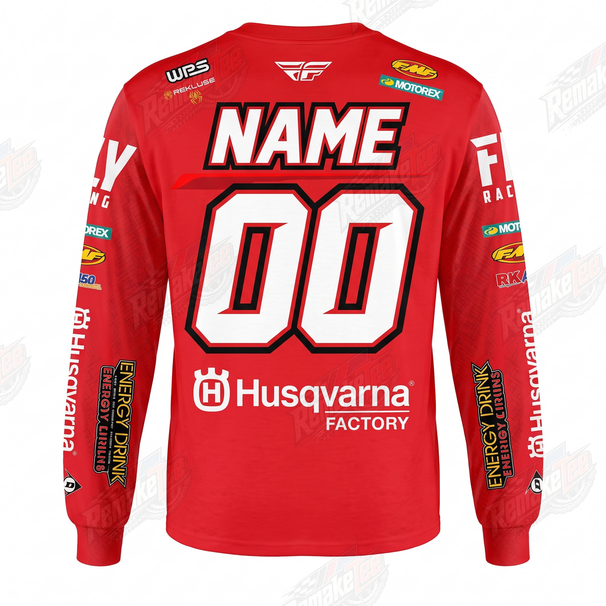 Fly Racing Rockstar Husqvarna Factory Red vintage VMX racing jersey - back product view