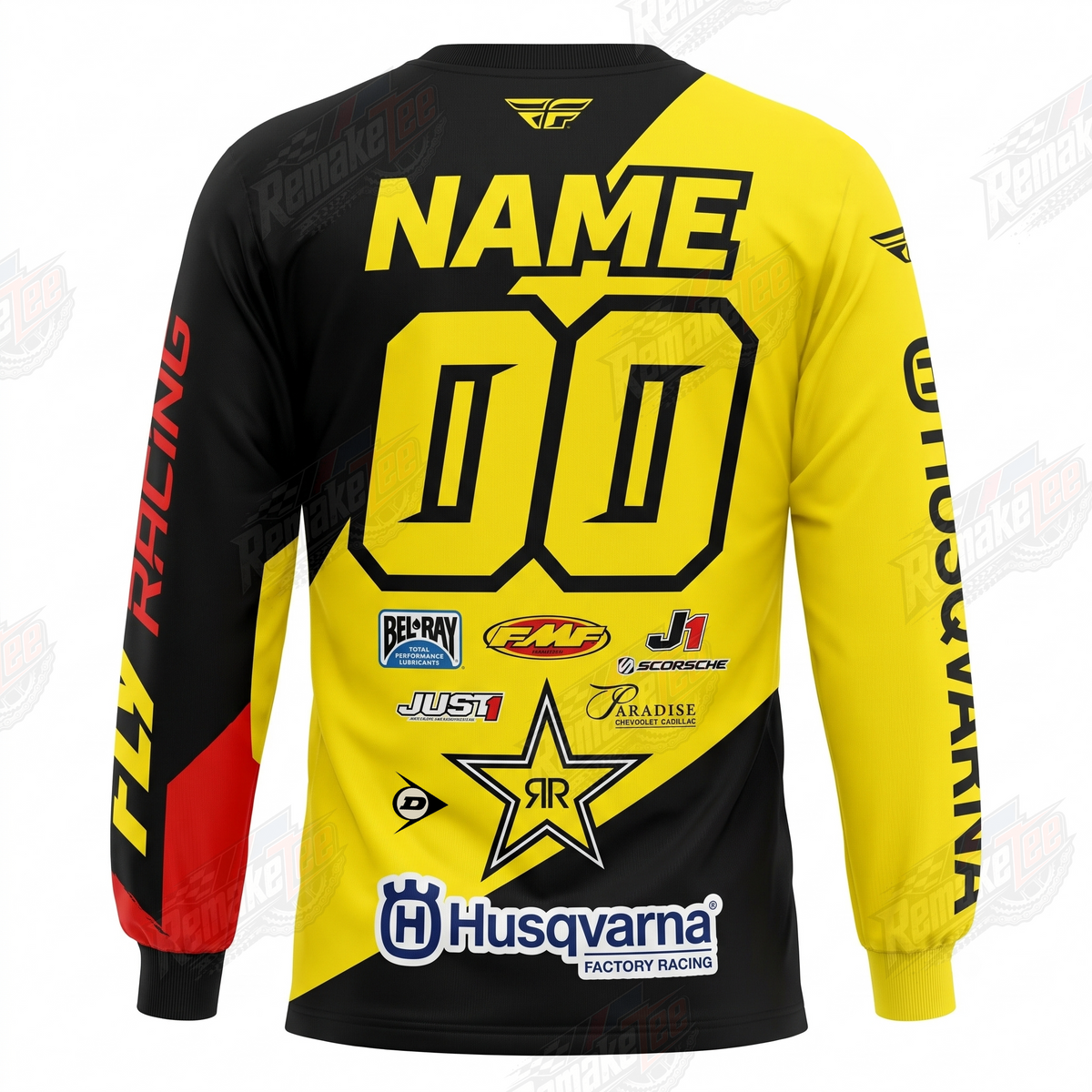 Fly Racing Rockstar Husqvarna Yellow vintage VMX racing jersey - alternate product view
