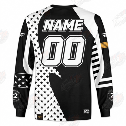 Fly Racing Stars Stripes Black White vintage VMX racing jersey - back product view