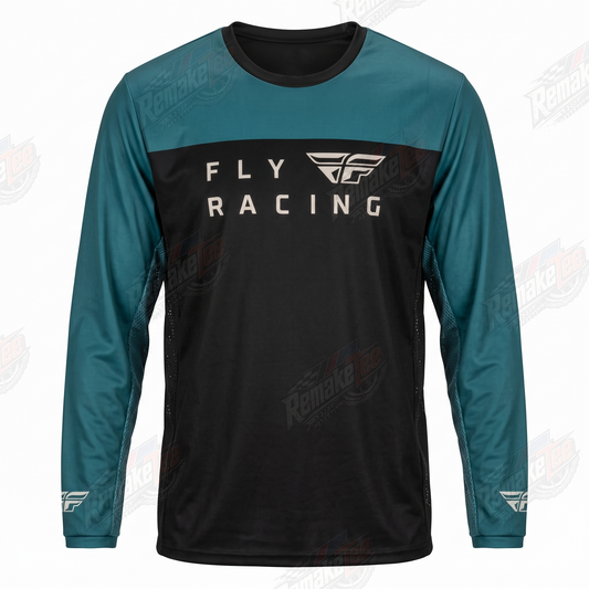Fly Racing Teal Black vintage BMX racing jersey - product view