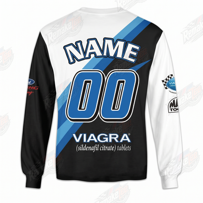 Ford Racing Viagra Blue Black vintage VMX racing jersey - back view