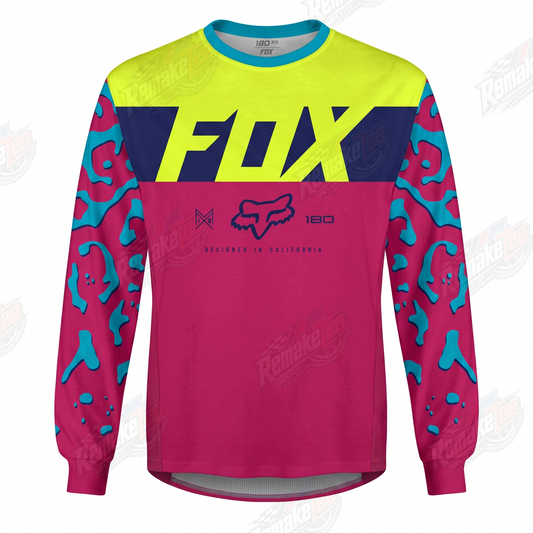 Fox 180 Pink Teal vintage VMX racing jersey - product view