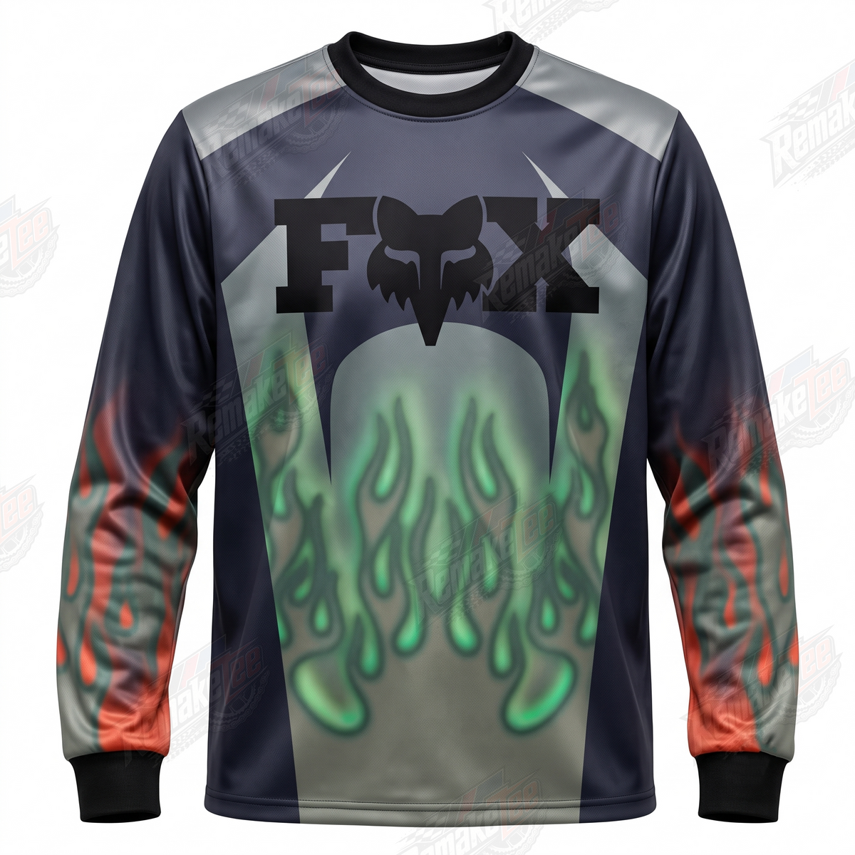 Fox Green Flame vintage VMX racing jersey - product view