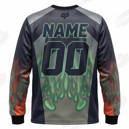 Fox Green Flame vintage VMX racing jersey - alternate product view