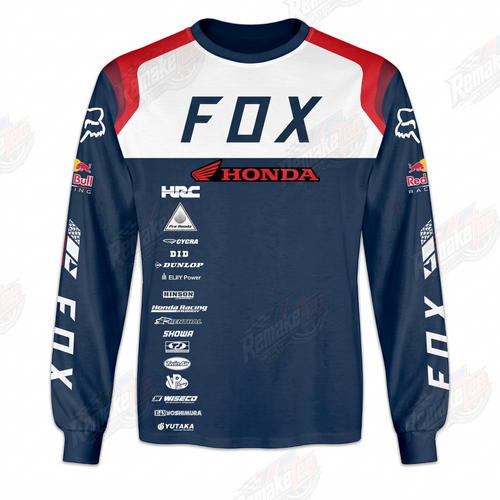 Fox Honda HRC Red Bull Navy Red vintage VMX racing jersey - front product view