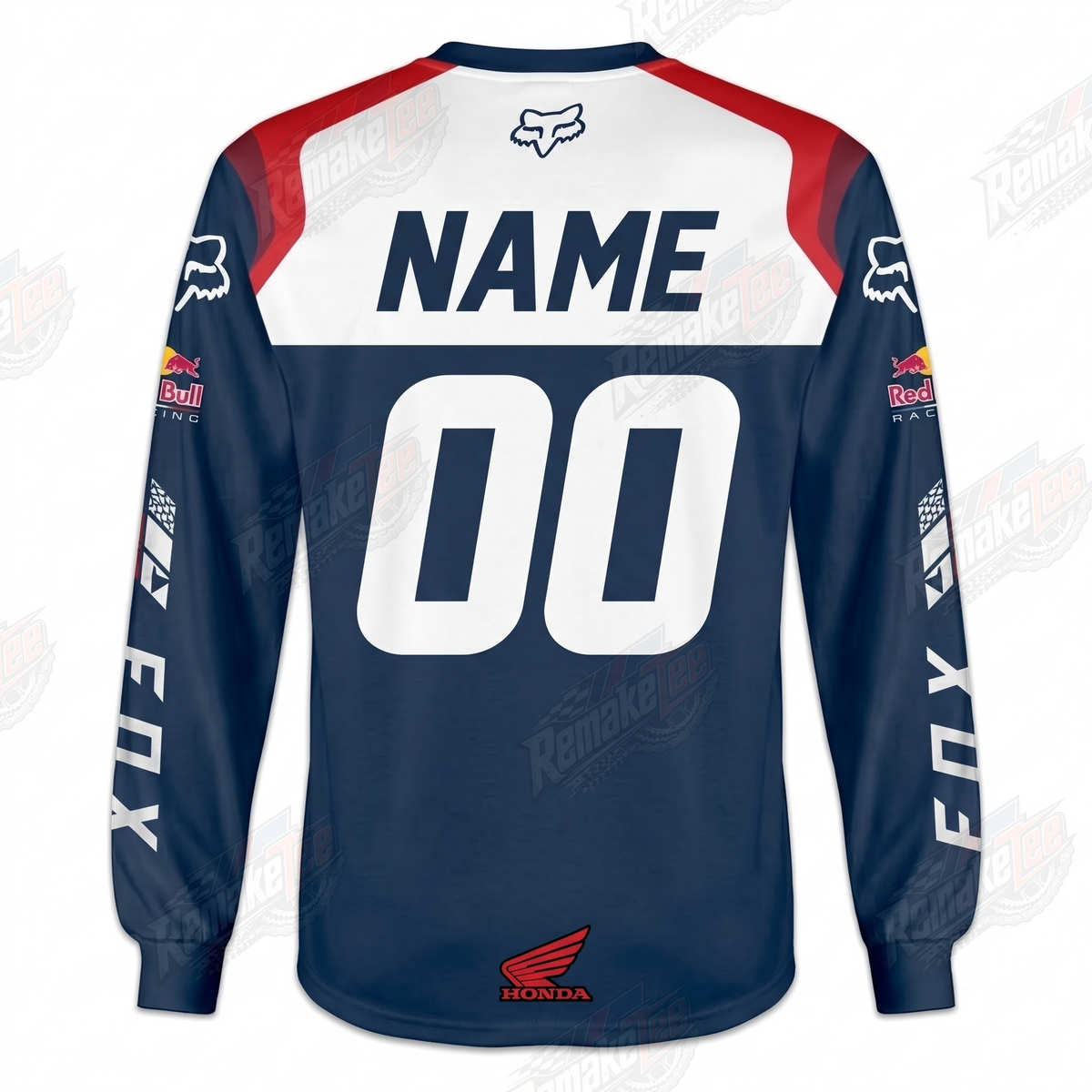 Fox Honda HRC Red Bull Navy Red vintage VMX racing jersey - back product view