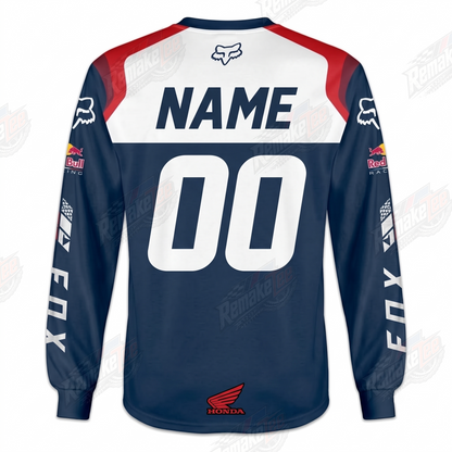 Fox Honda HRC Red Bull Navy Red vintage VMX racing jersey - back product view