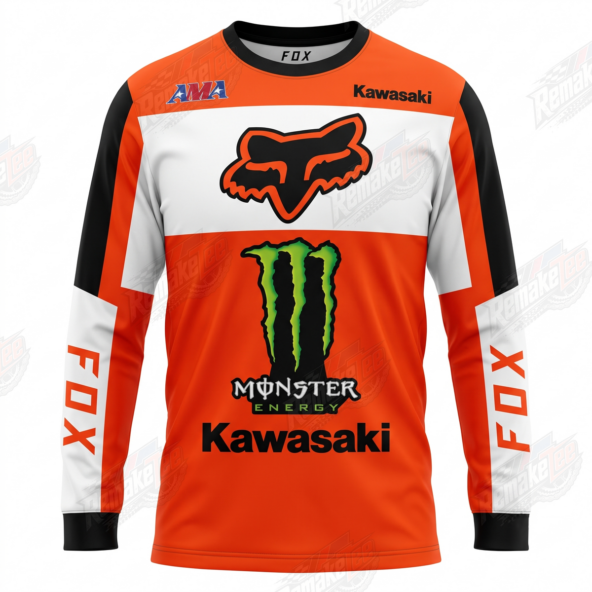 Fox Monster Energy Kawasaki Orange vintage VMX racing jersey - product view
