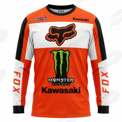 Fox Monster Energy Kawasaki Orange vintage VMX racing jersey - product view