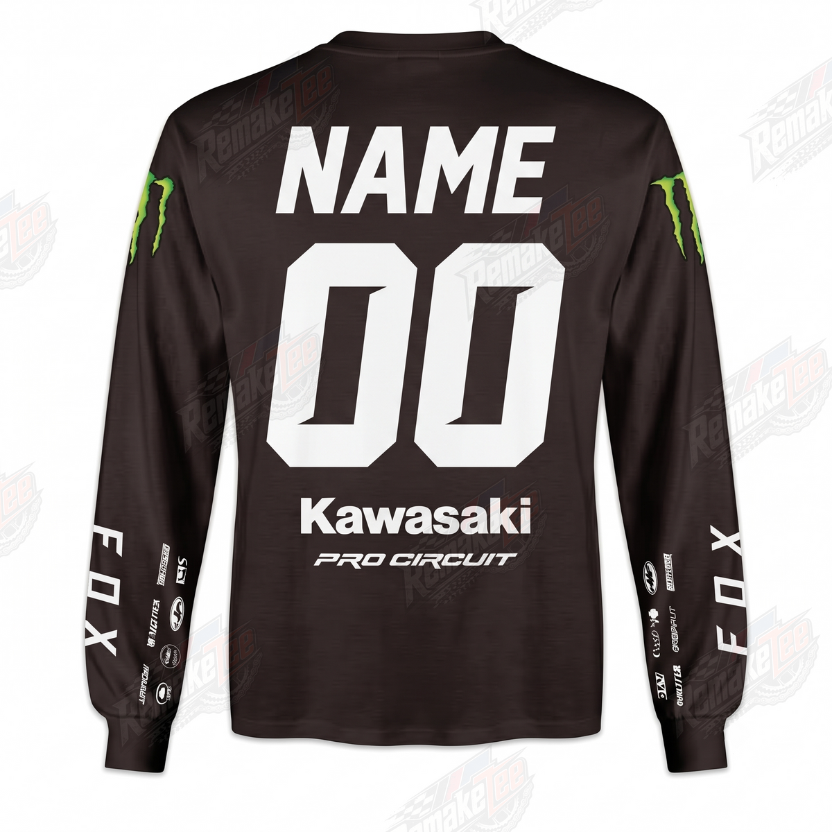 Fox Monster Kawasaki Pro Circuit Black vintage VMX racing jersey - back product view