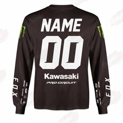Fox Monster Kawasaki Pro Circuit Black vintage VMX racing jersey - back product view