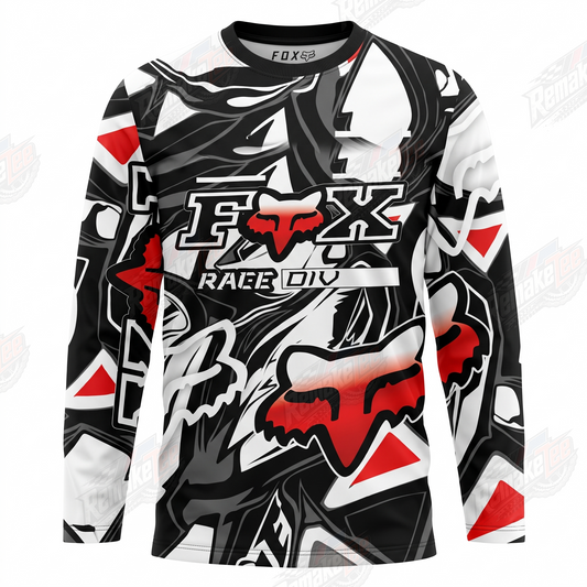 Fox Racer Division Black White Red vintage VMX racing jersey - product view