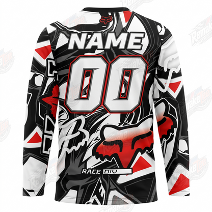 Fox Racer Division Black White Red vintage VMX racing jersey - alternate product view