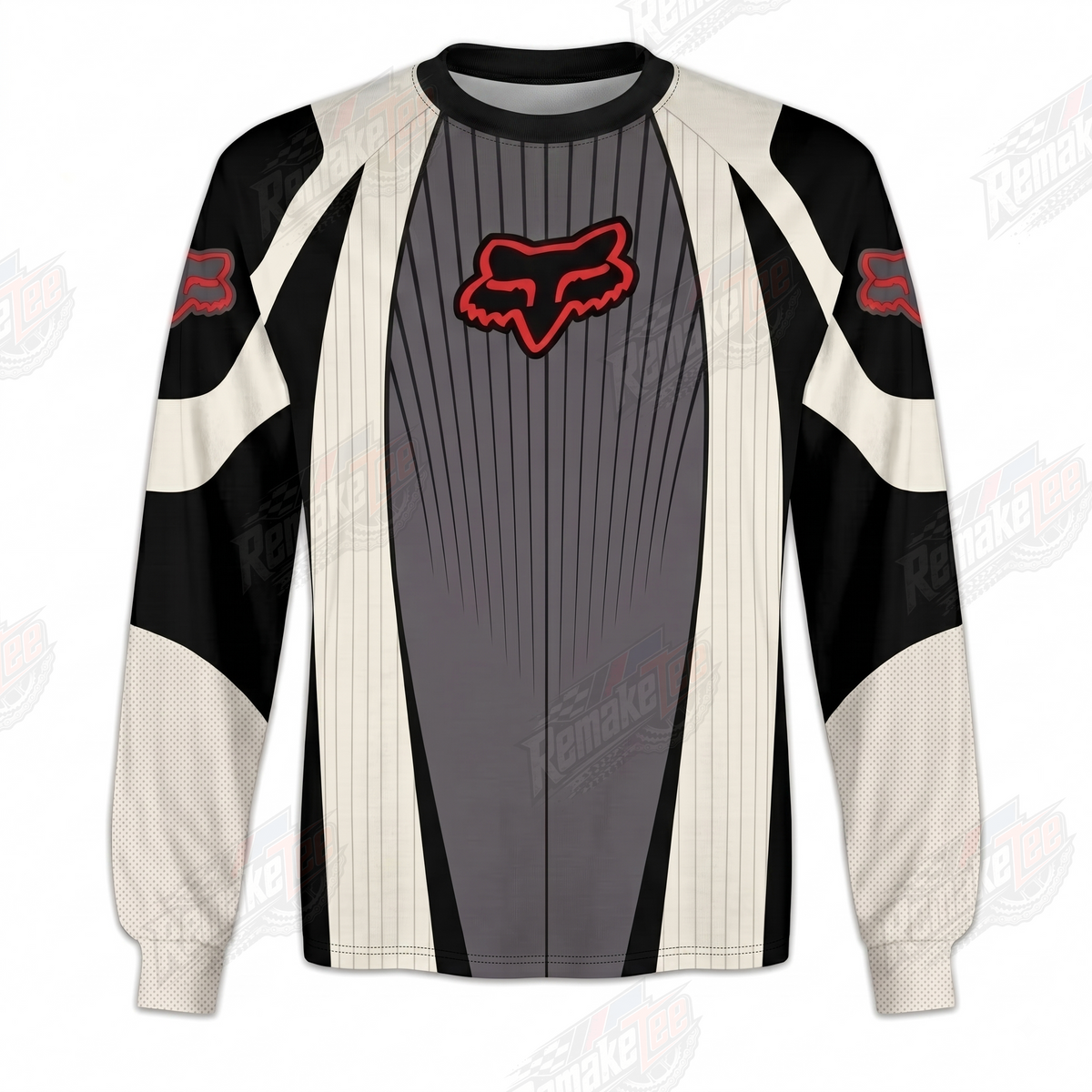 Fox Racing Gray Cream Red vintage BMX racing jersey - product view