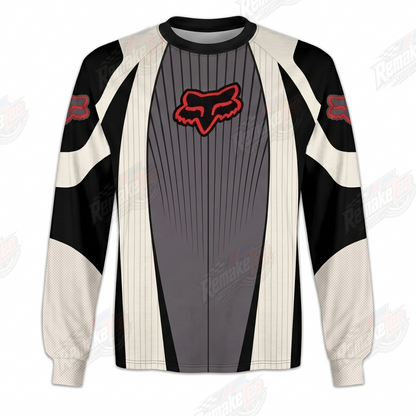 Fox Racing Gray Cream Red vintage BMX racing jersey - product view