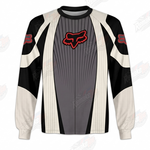 Fox Racing Gray Cream Red vintage BMX racing jersey - product view