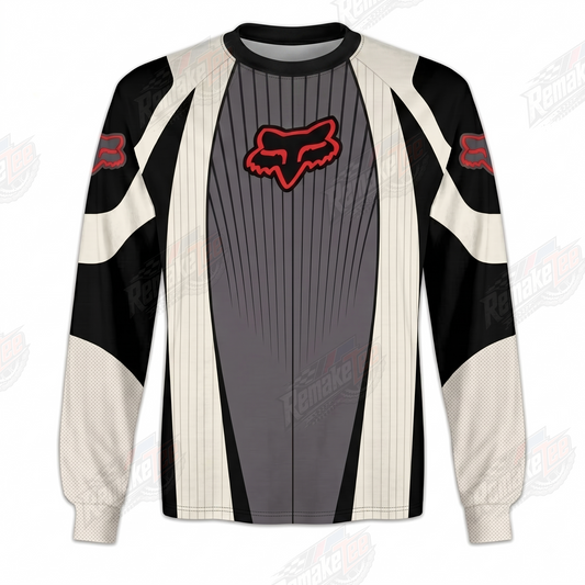 Fox Racing Gray Cream Red vintage BMX racing jersey - product view