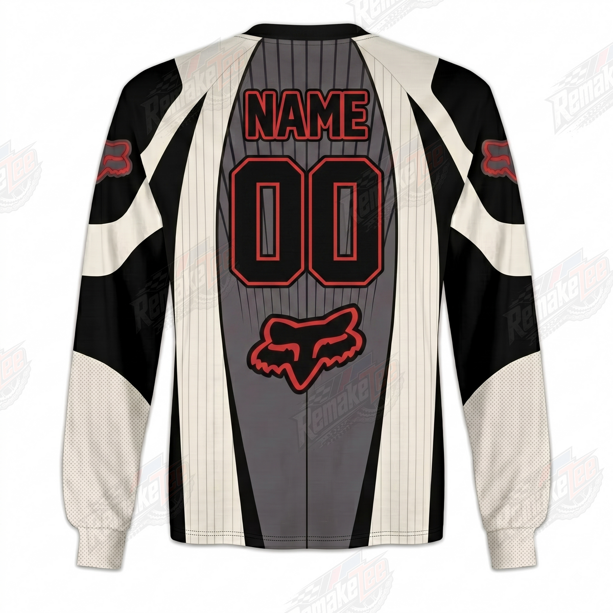 Fox Racing Gray Cream Red vintage BMX racing jersey - alternate product view