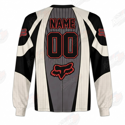Fox Racing Gray Cream Red vintage BMX racing jersey - alternate product view