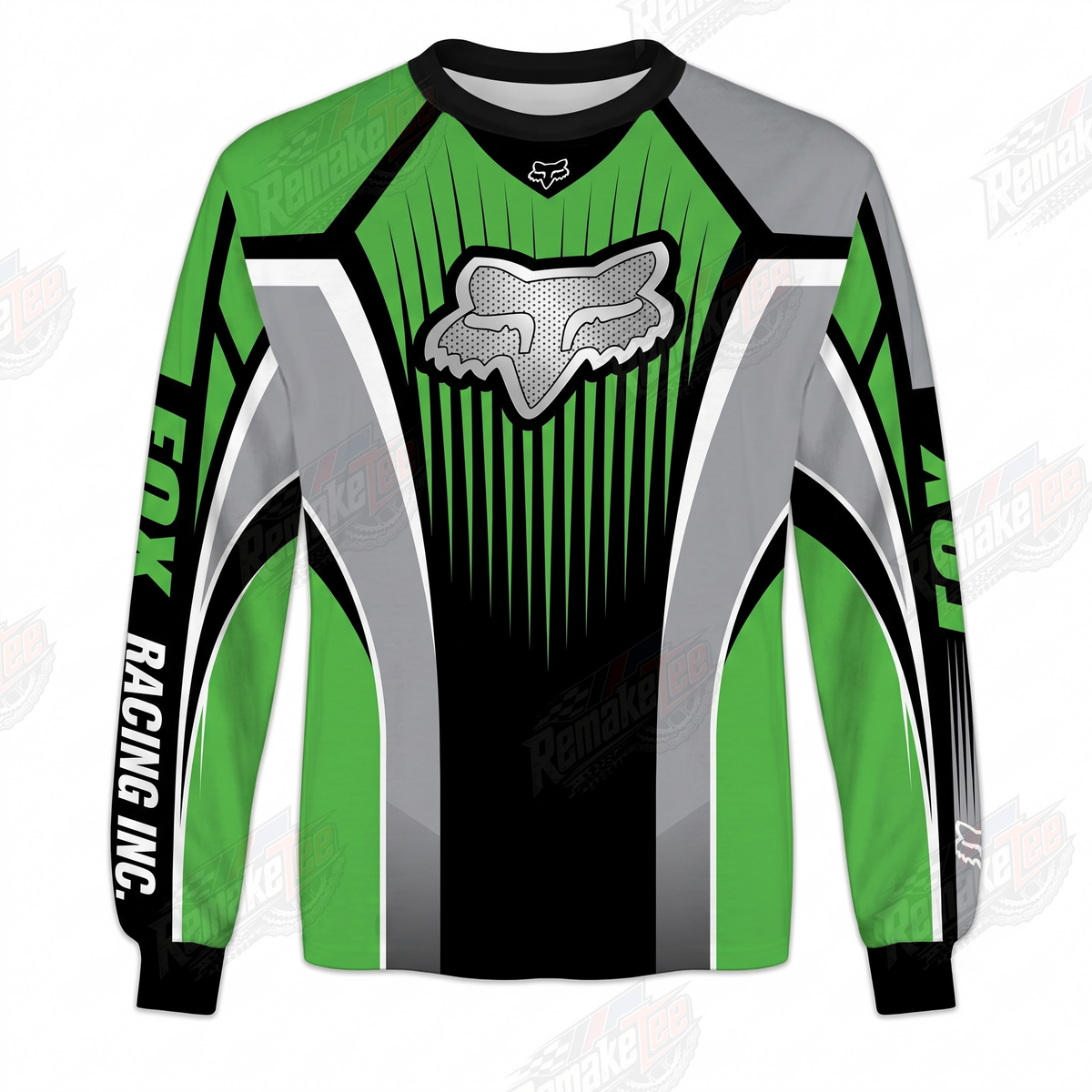 Fox Racing Green Black vintage VMX racing jersey - front product view