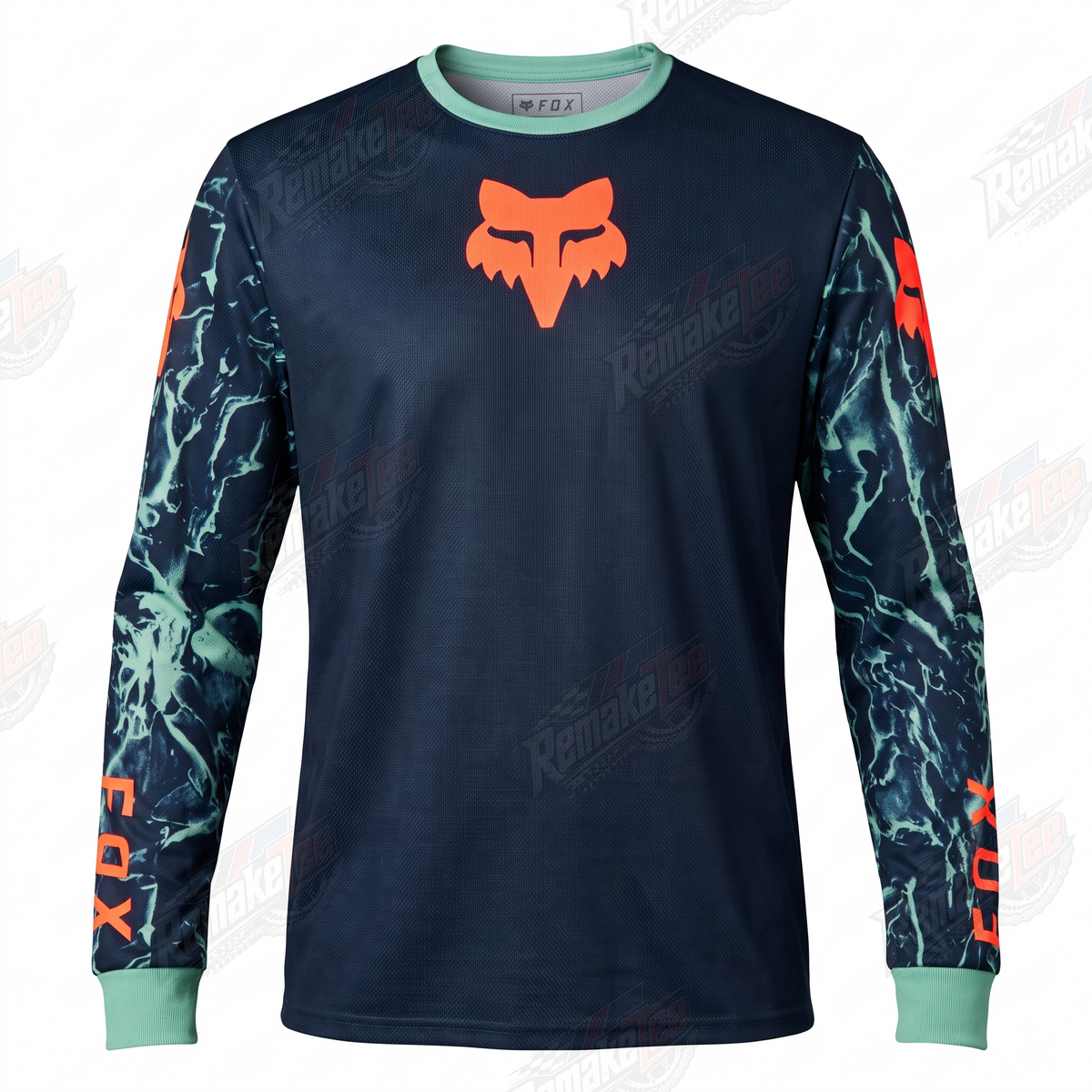 Fox Racing Navy Orange Lightning vintage BMX racing jersey - product view