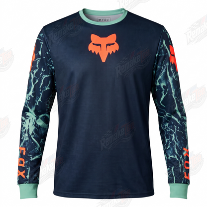 Fox Racing Navy Orange Lightning vintage BMX racing jersey - product view