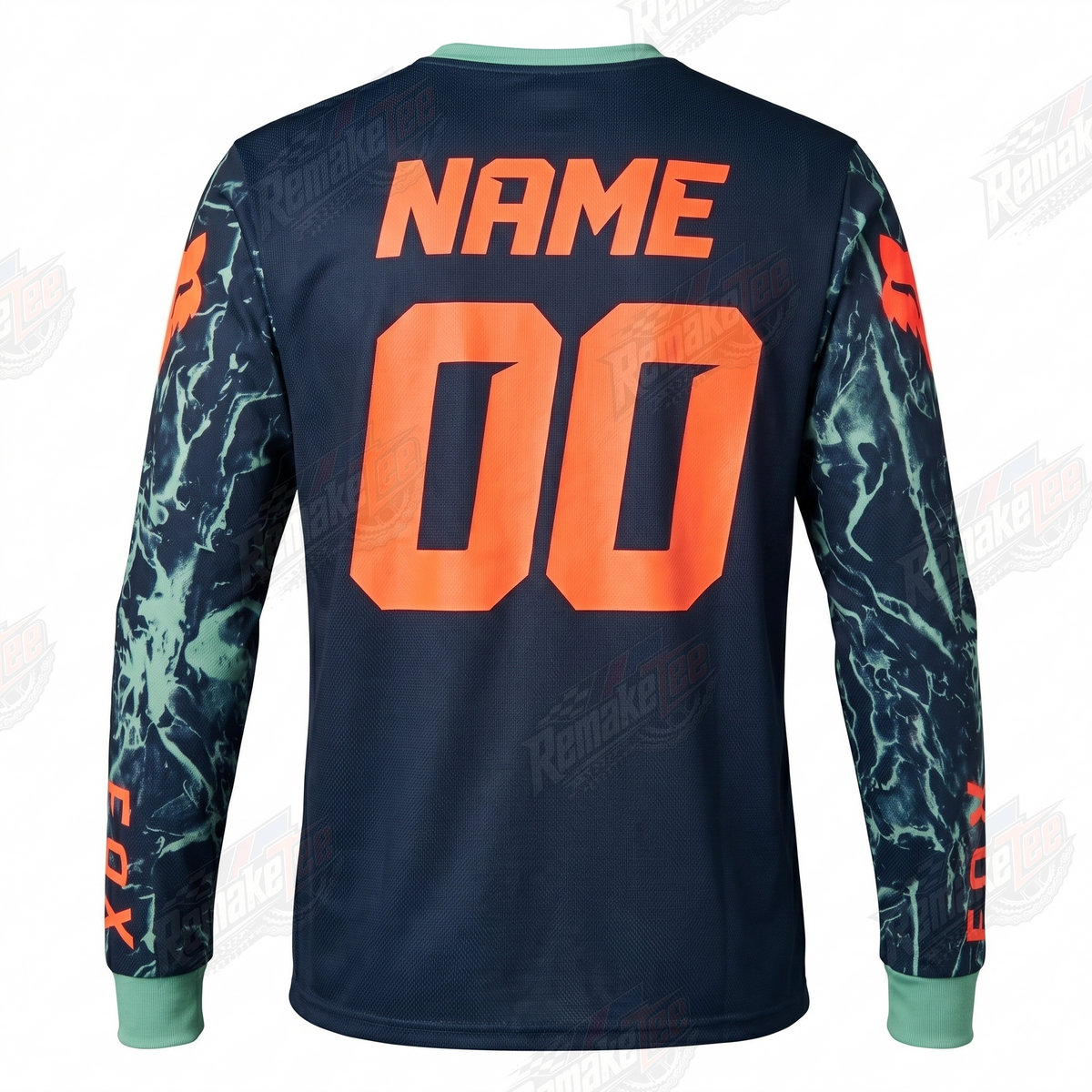 Fox Racing Navy Orange Lightning vintage BMX racing jersey - alternate product view