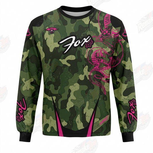 Fox Racing Pink Camo Green vintage BMX racing jersey - product view