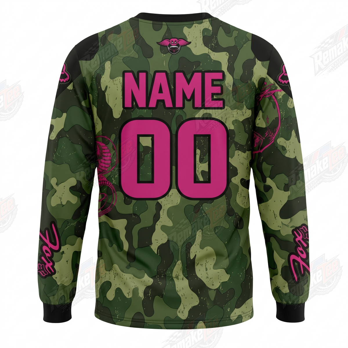 Fox Racing Pink Camo Green vintage BMX racing jersey - alternate product view