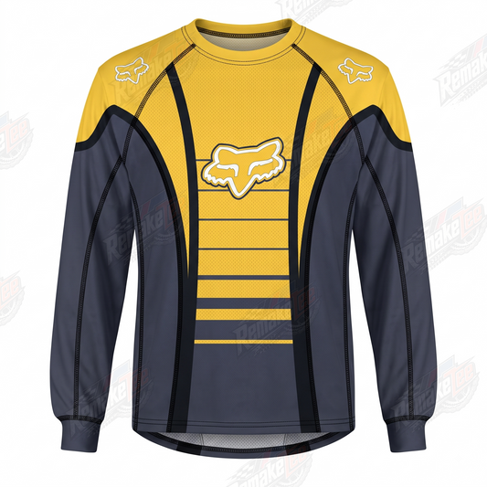 Fox Racing Yellow Charcoal vintage BMX racing jersey - product view