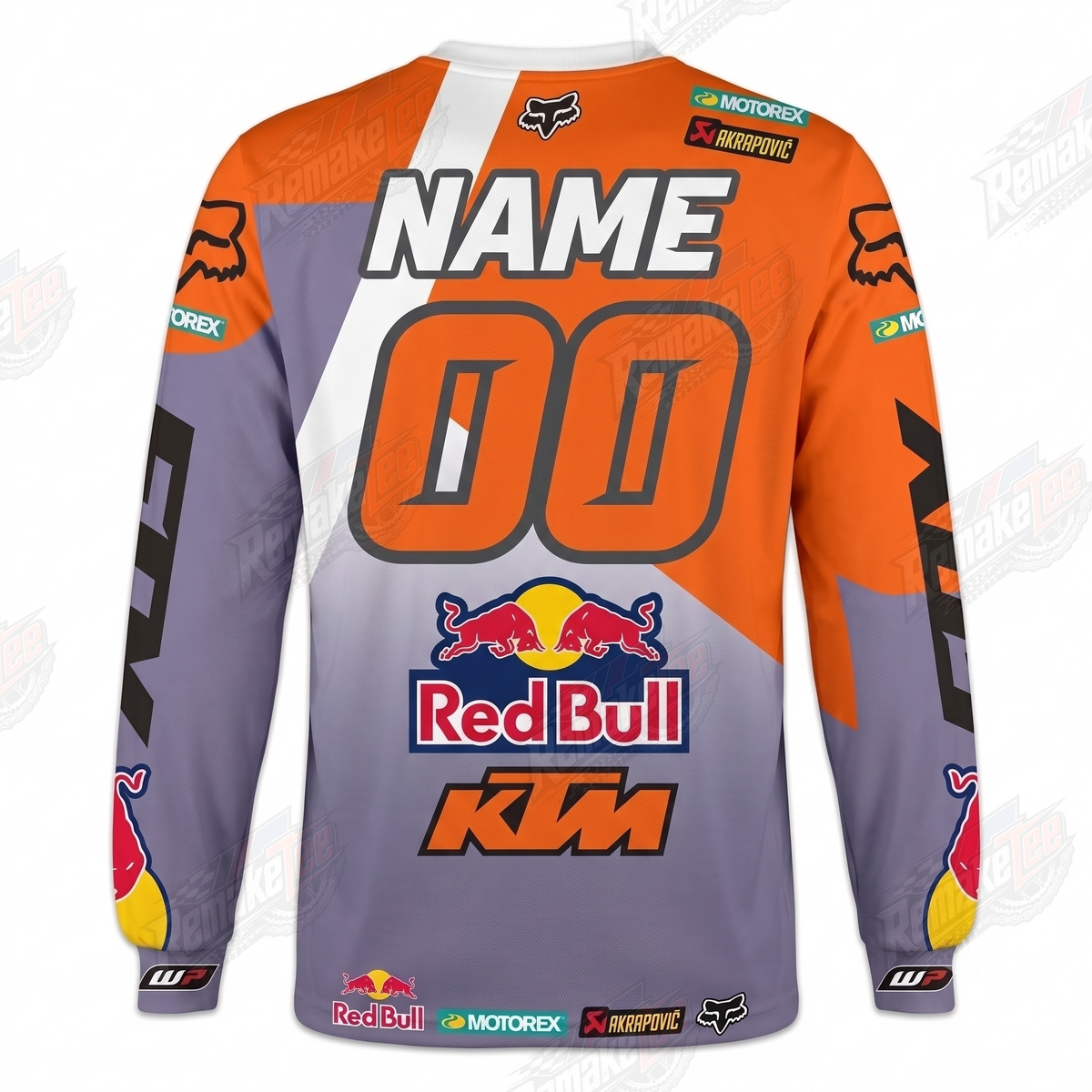 Fox Red Bull KTM Orange Gray vintage VMX racing jersey - back product view