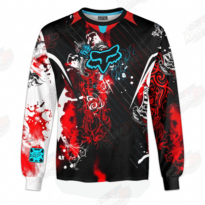 Fox Red Teal Graffiti vintage VMX racing jersey - front product view