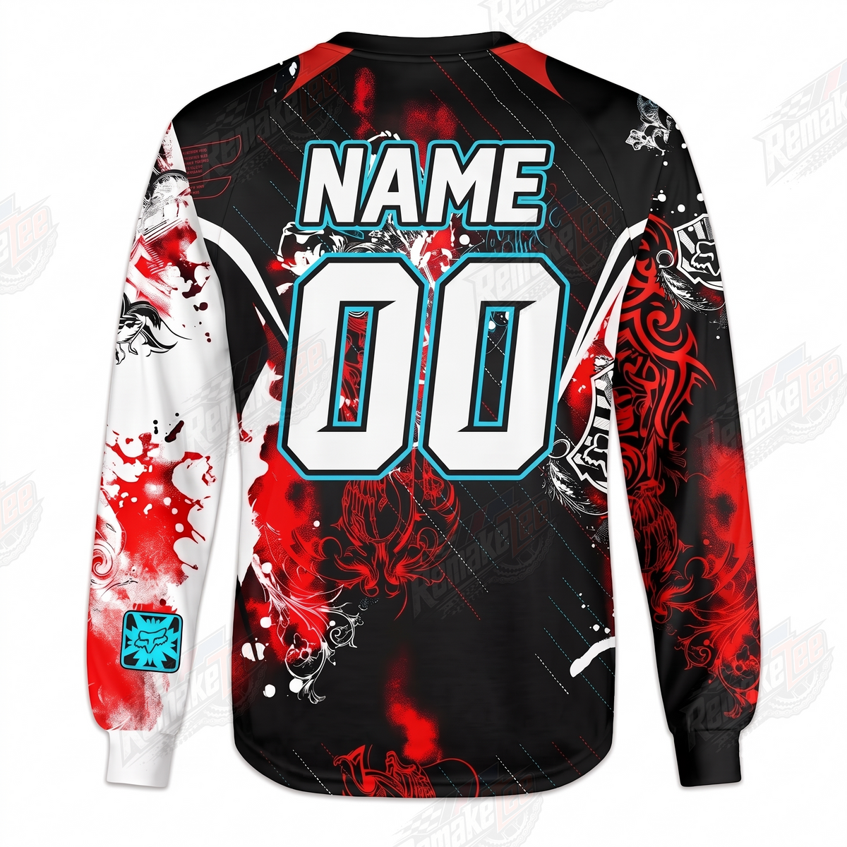 Fox Red Teal Graffiti vintage VMX racing jersey - back product view