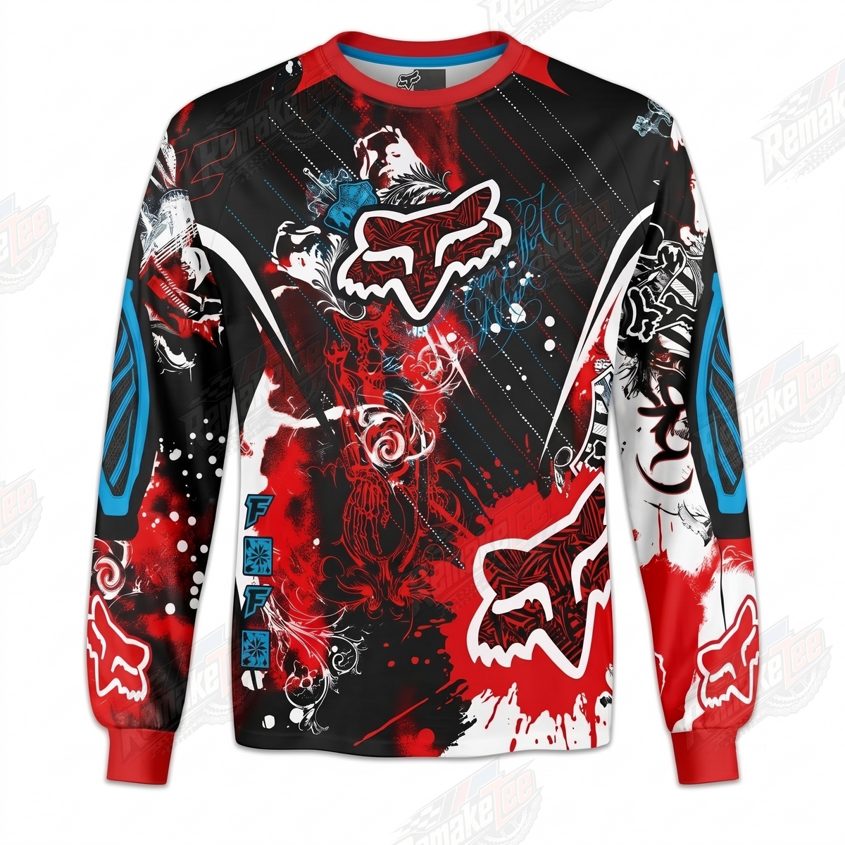 Fox Red White Graffiti vintage VMX racing jersey - front product view