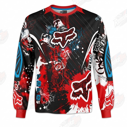 Fox Red White Graffiti vintage VMX racing jersey - front product view