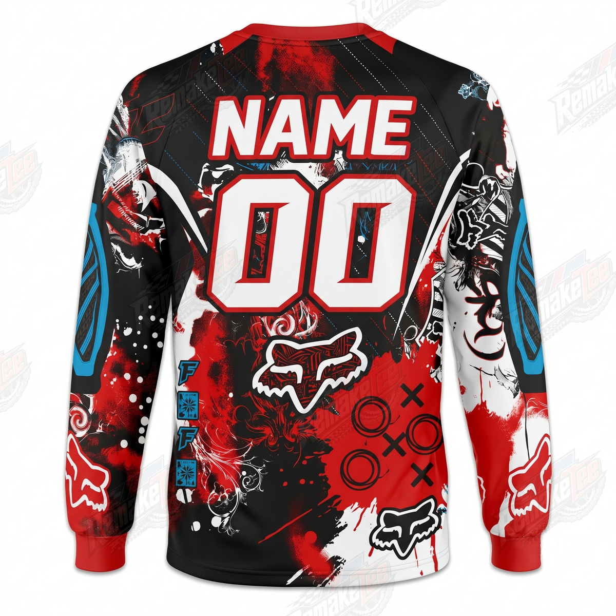 Fox Red White Graffiti vintage VMX racing jersey - back product view